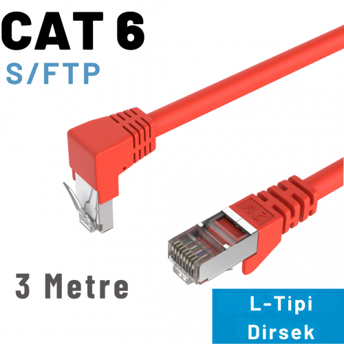 IRENIS CAT6 S/FTP Dirsek Kablo, 3 Metre