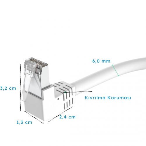 IRENIS CAT6 S/FTP Dirsek Kablo, 2 Metre