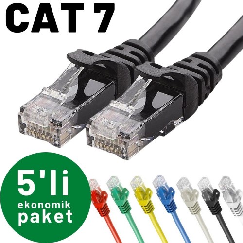 5 adet IRENIS CAT7 Ethernet Network Lan İnternet Kablosu, 20 Metre