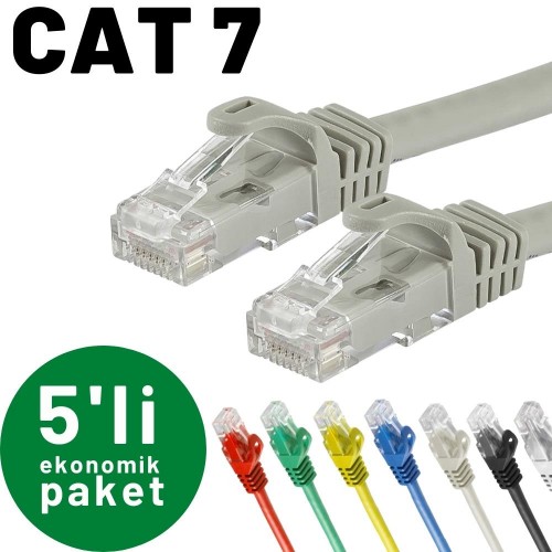 5 adet IRENIS CAT7 Ethernet Network Lan İnternet Kablosu, 20 Metre