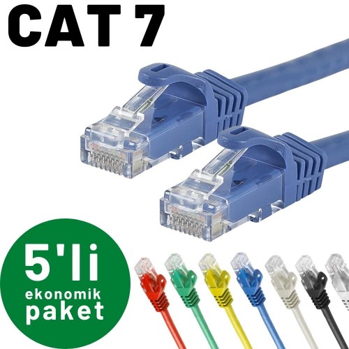 5 adet IRENIS CAT7 Ethernet Network Lan İnternet Kablosu, 20 Metre