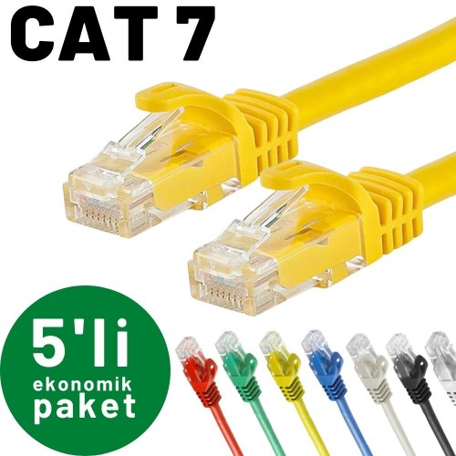 5 adet IRENIS CAT7 Ethernet Network Lan İnternet Kablosu, 20 Metre