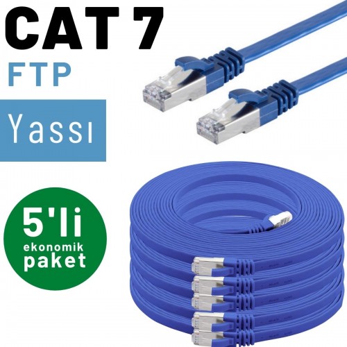 5 adet IRENIS CAT7 Yassı FTP Ethernet Network İnternet Kablosu, 25 cm