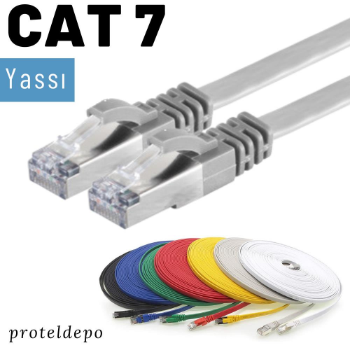 IRENIS CAT7 FTP Yassı  Ethernet (İnternet, Lan, Network) Kablosu, 25 cm