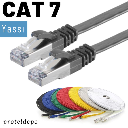 IRENIS CAT7 FTP Yassı  Ethernet (İnternet, Lan, Network) Kablosu, 25 cm