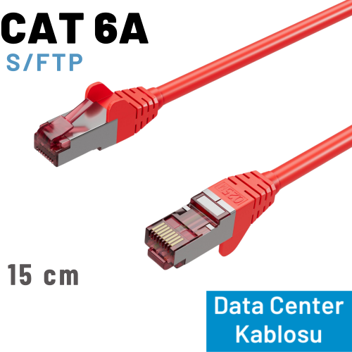 6 Adet IRENIS CAT 6A S/FTP Ethernet Data Center Kablosu, 15 cm 