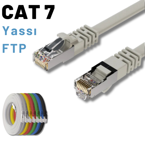 IRENIS CAT7 FTP Yassı  Ethernet (İnternet, Lan, Network) Kablosu, 10 Metre