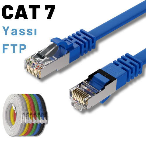 IRENIS CAT7 FTP Yassı  Ethernet (İnternet, Lan, Network) Kablosu, 10 Metre