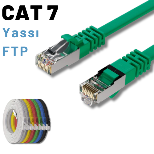 IRENIS CAT7 FTP Yassı  Ethernet (İnternet, Lan, Network) Kablosu, 10 Metre