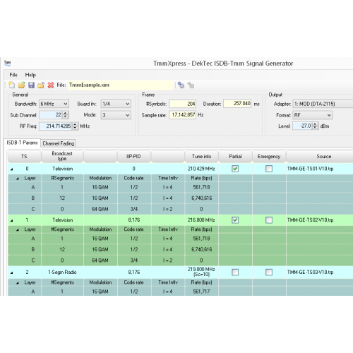 DekTec TmmXpress - ISDB-Tmm Sinyali Modülasyon Yazılımı