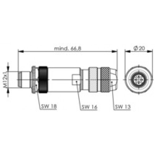 TELEGÄRTNER M12 4-pin D-kod Konnektör, Cat.5 için